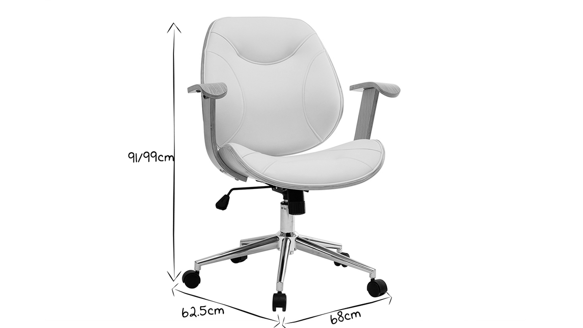 Silla de escritorio moderna blanca y madera clara YORKE
