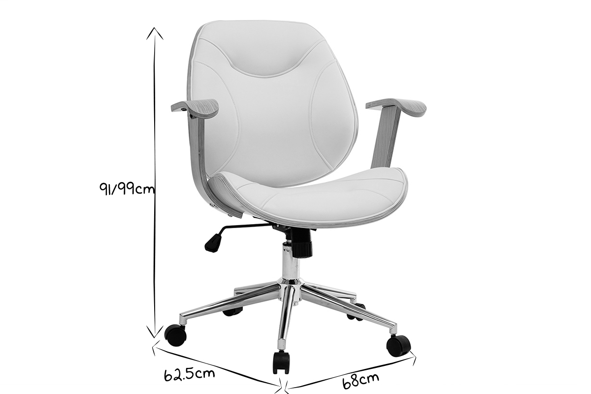 Silla de escritorio moderna blanca y madera clara YORKE