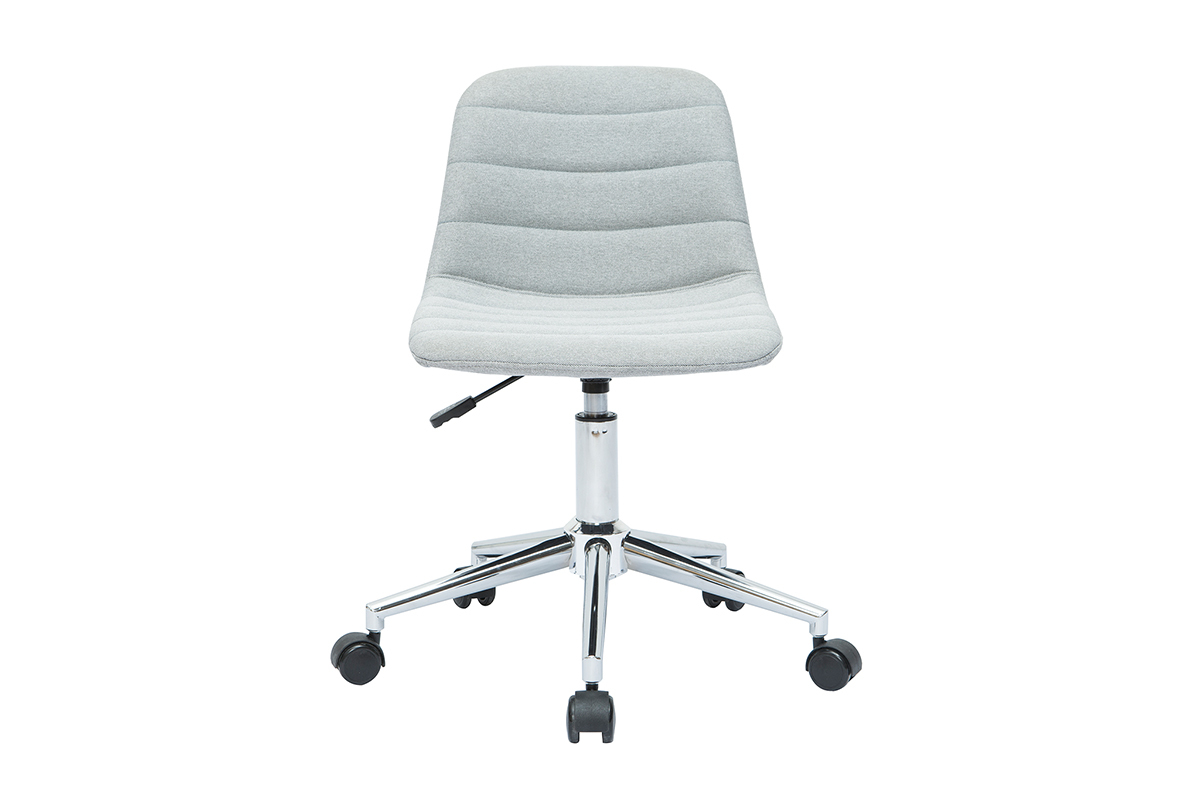 Silla de escritorio moderna de tejido gris claro y acero cromado SAURY