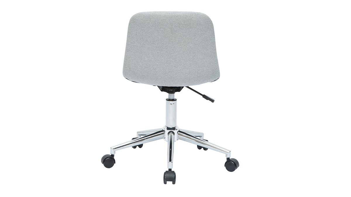 Silla de escritorio moderna de tejido gris claro y acero cromado SAURY