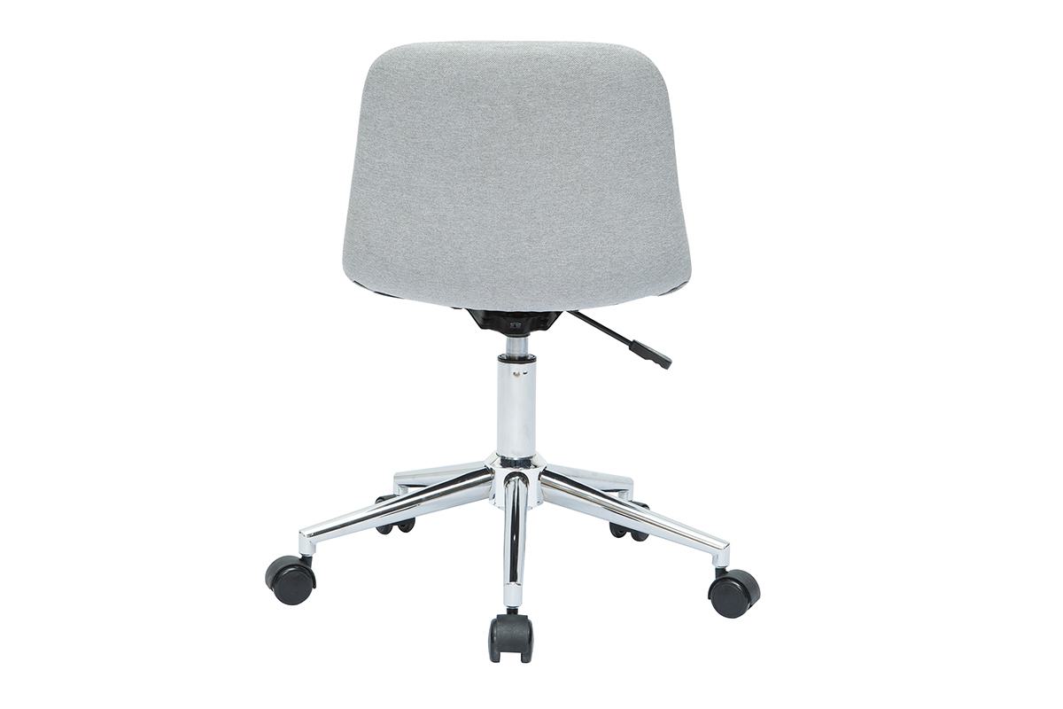 Silla de escritorio moderna de tejido gris claro y acero cromado SAURY