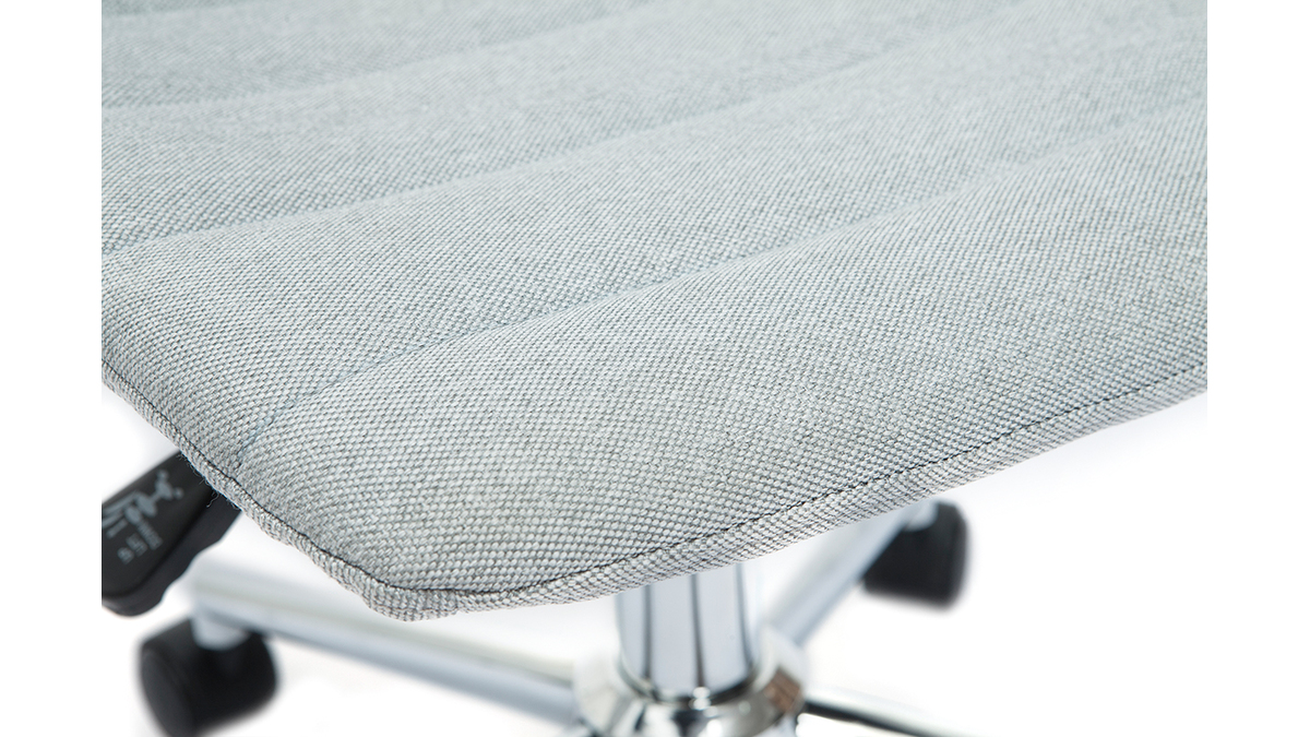 Silla de escritorio moderna de tejido gris claro y acero cromado SAURY