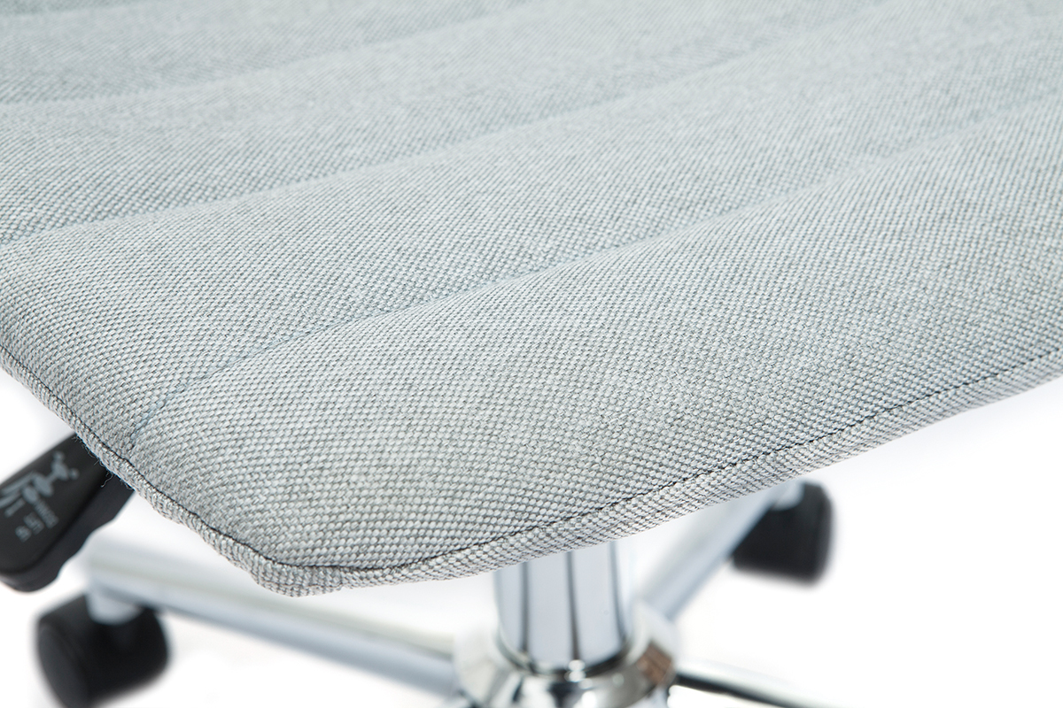 Silla de escritorio moderna de tejido gris claro y acero cromado SAURY