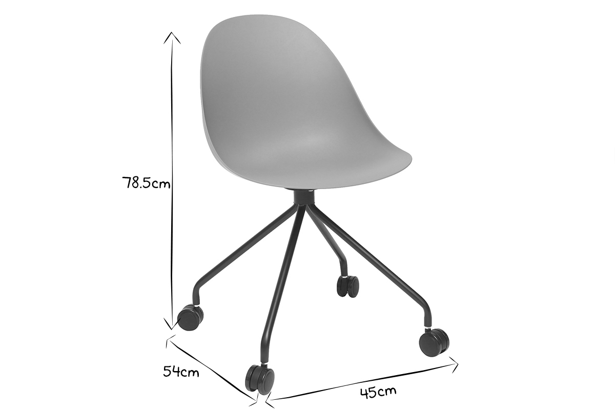 Silla de escritorio moderna gris y negra CONCHA