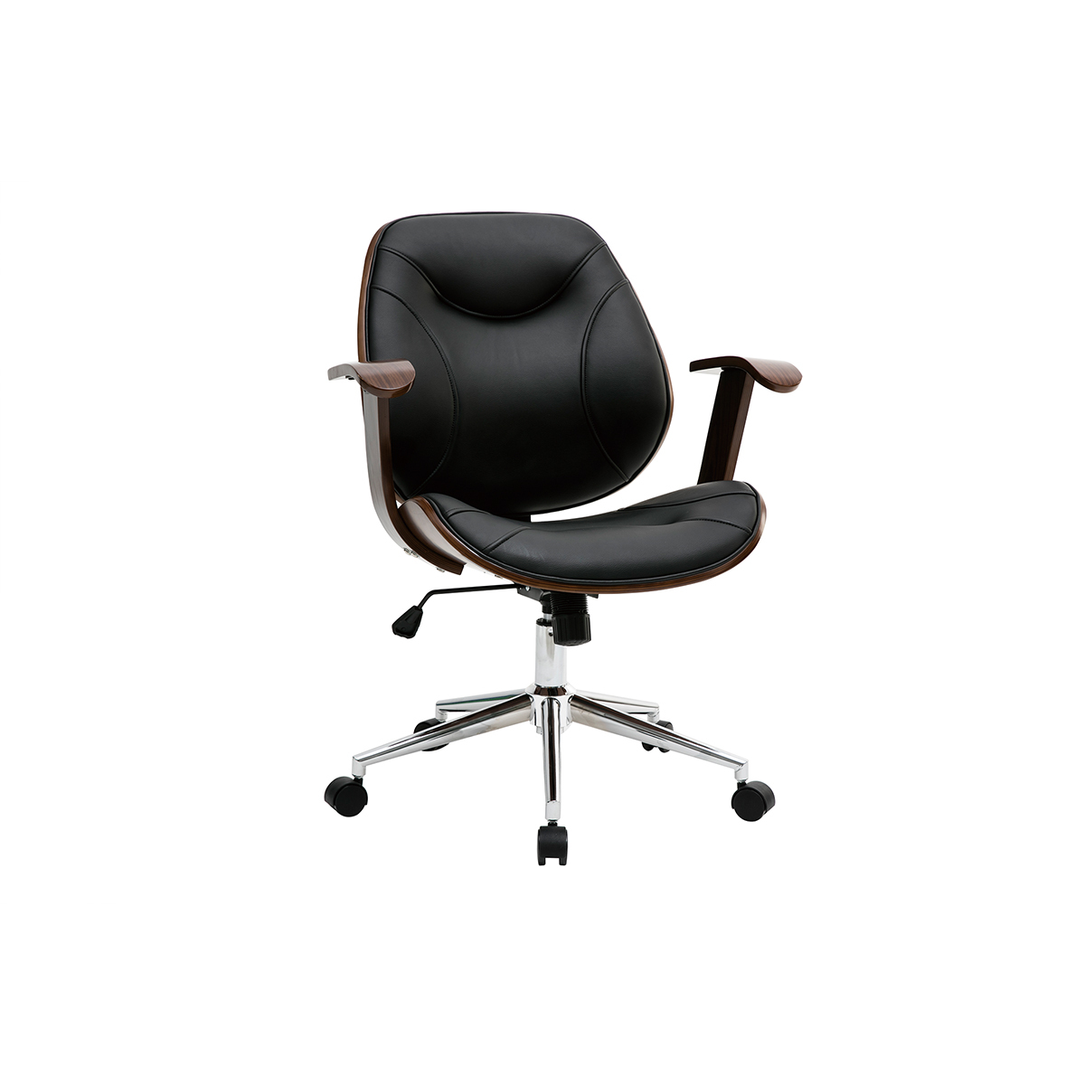 Silla de escritorio moderna negro y madera oscura YORKE