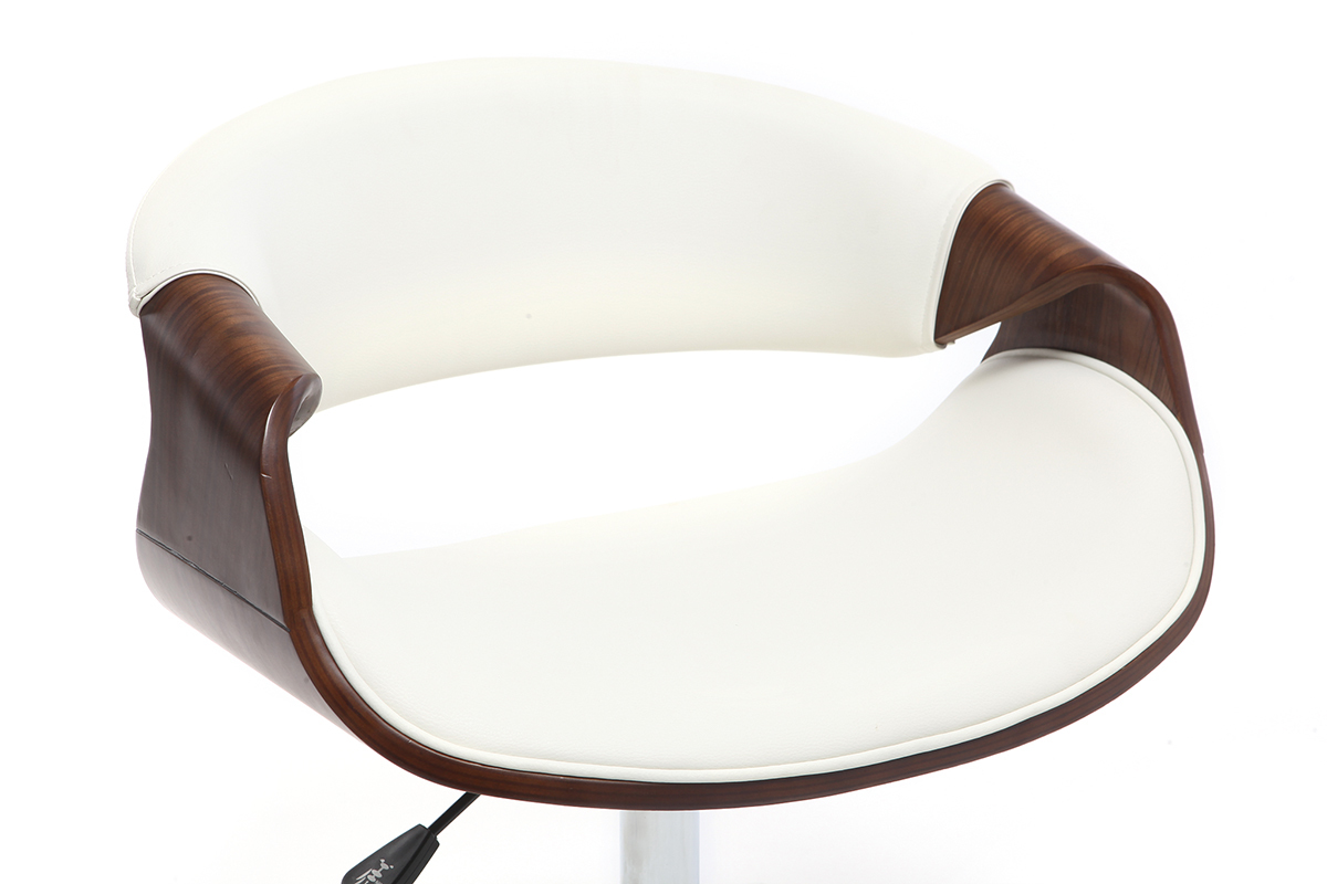 Silla de escritorio moderna polipiel blanco y nogal ARAMIS