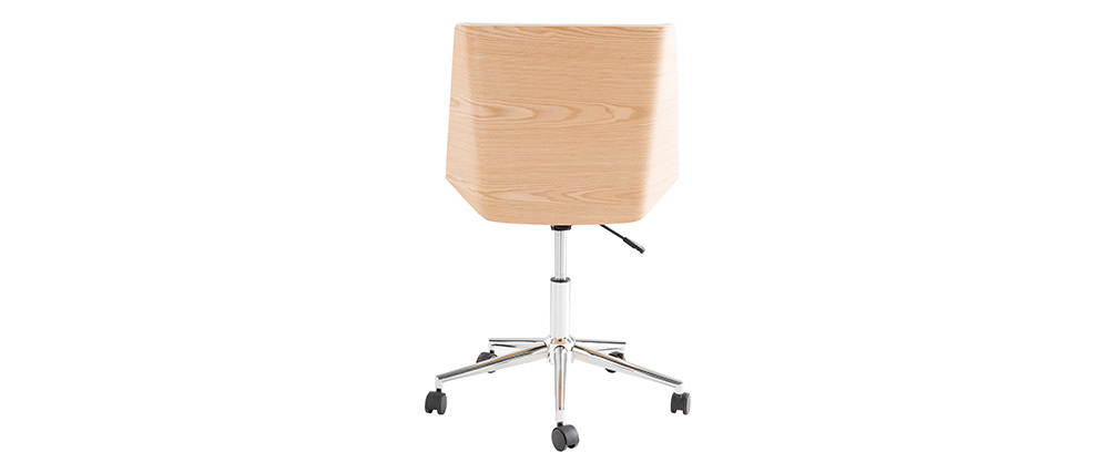 Silla de escritorio moderna PU blanca y madera clara MELKIOR