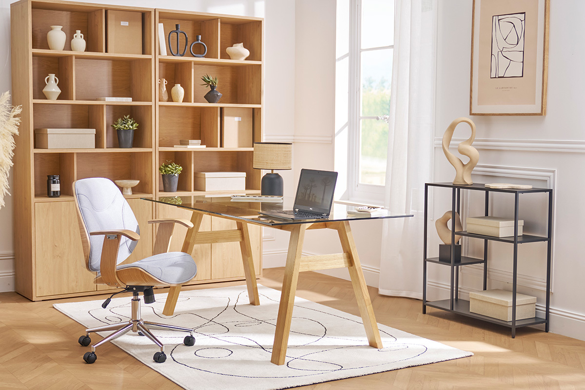 Silla de escritorio moderna tejido gris claro YORKE
