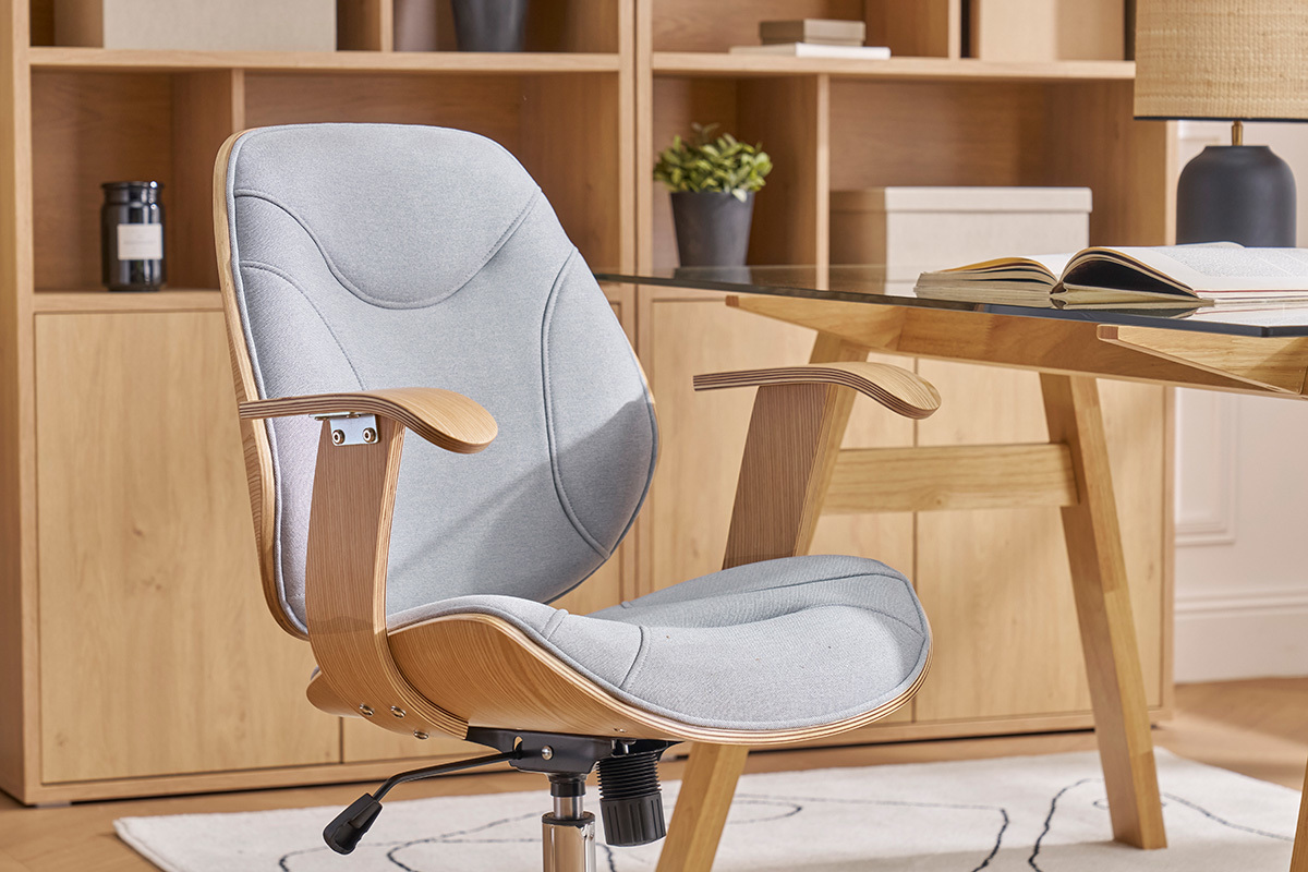 Silla de escritorio moderna tejido gris claro YORKE