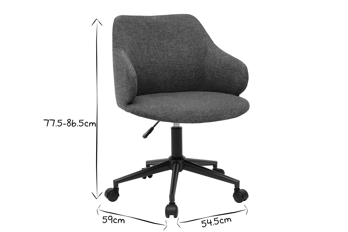Silla de escritorio moderno en tejido gris HEMMY
