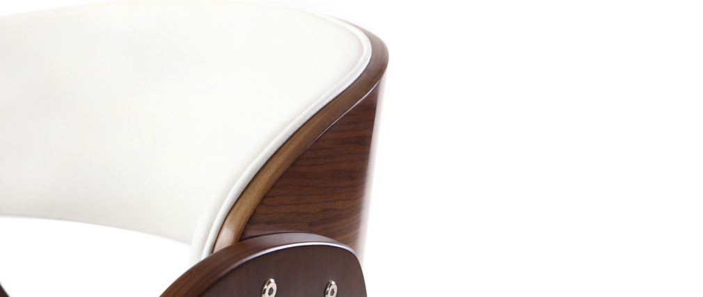 Silla de escritorio nogal y blanco con ruedas BENT