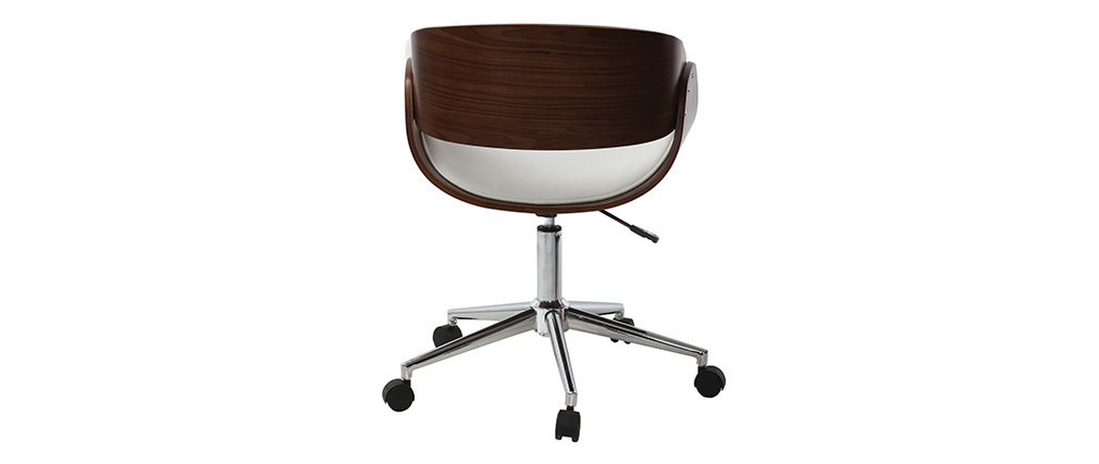 Silla de escritorio nogal y blanco con ruedas BENT