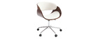 Silla de escritorio nogal y blanco con ruedas BENT
