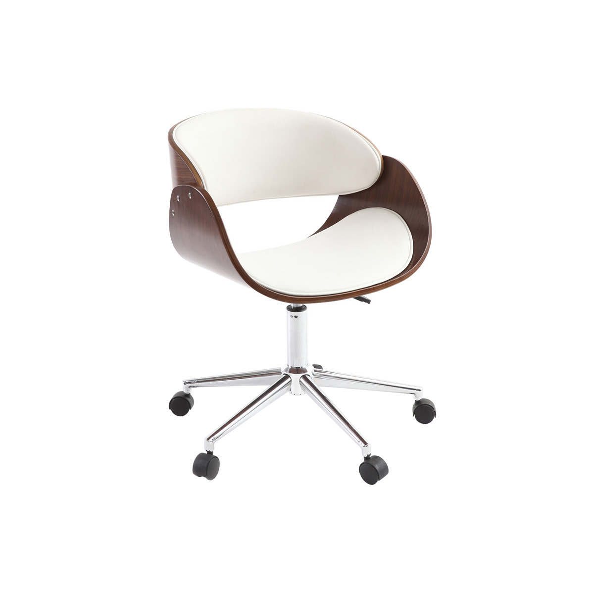 Silla de escritorio nogal y blanco con ruedas BENT