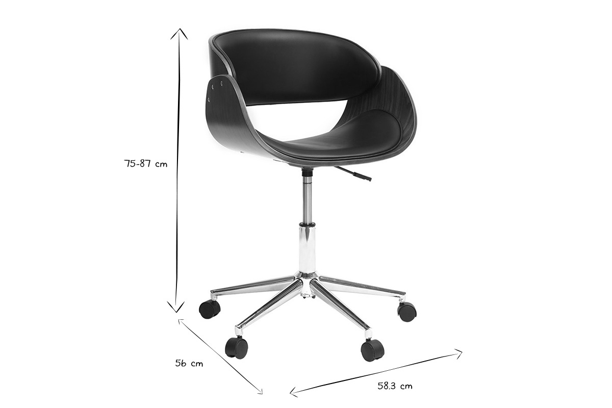Silla de escritorio nogal y negro con ruedas BENT