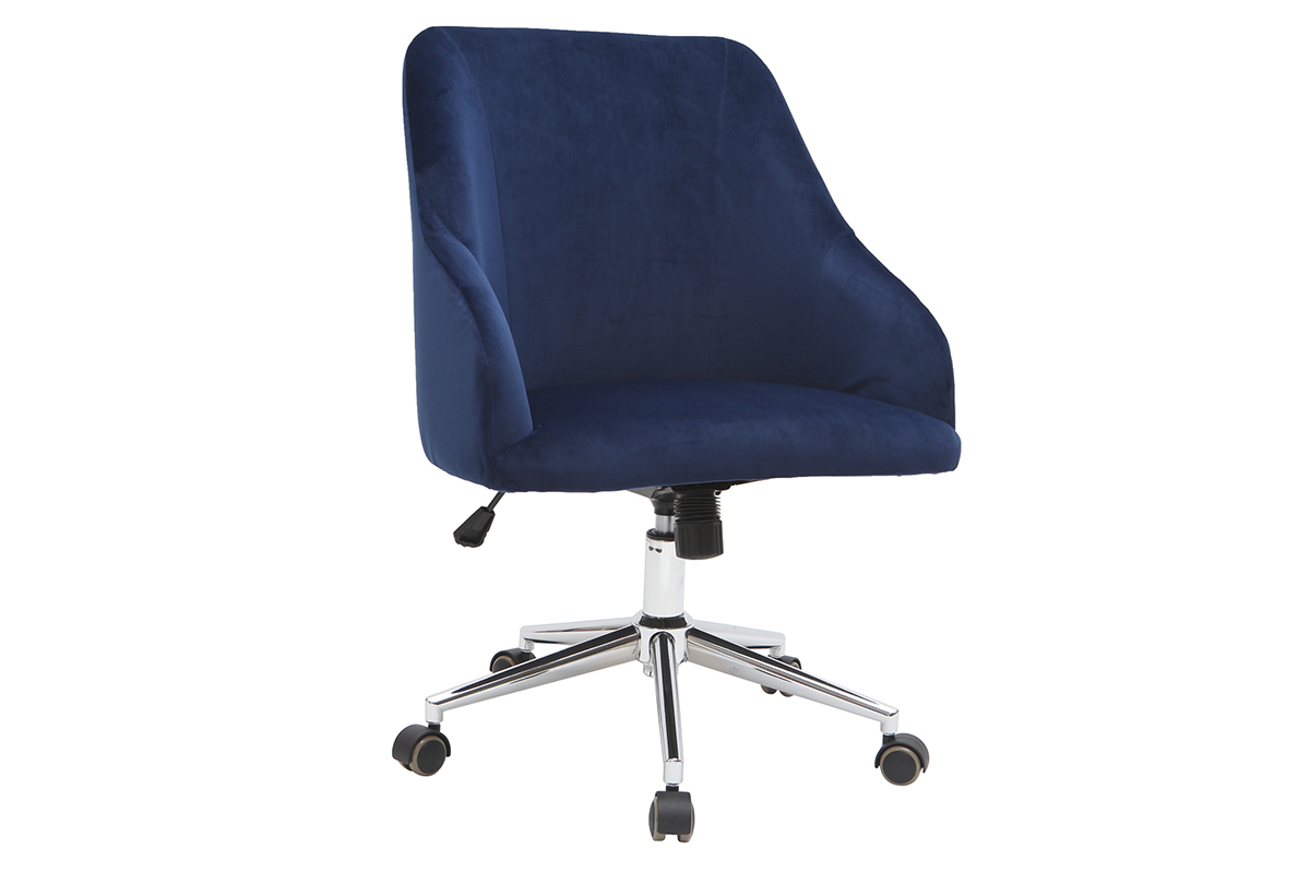 Silla de escritorio terciopelo azul oscuro SCARLETT
