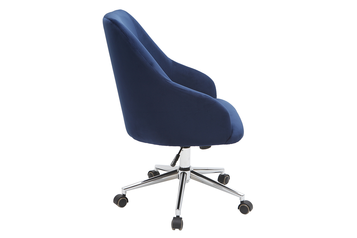 Silla de escritorio terciopelo azul oscuro SCARLETT