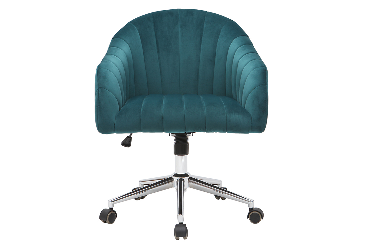 Silla de escritorio terciopelo azul petrleo ROMI