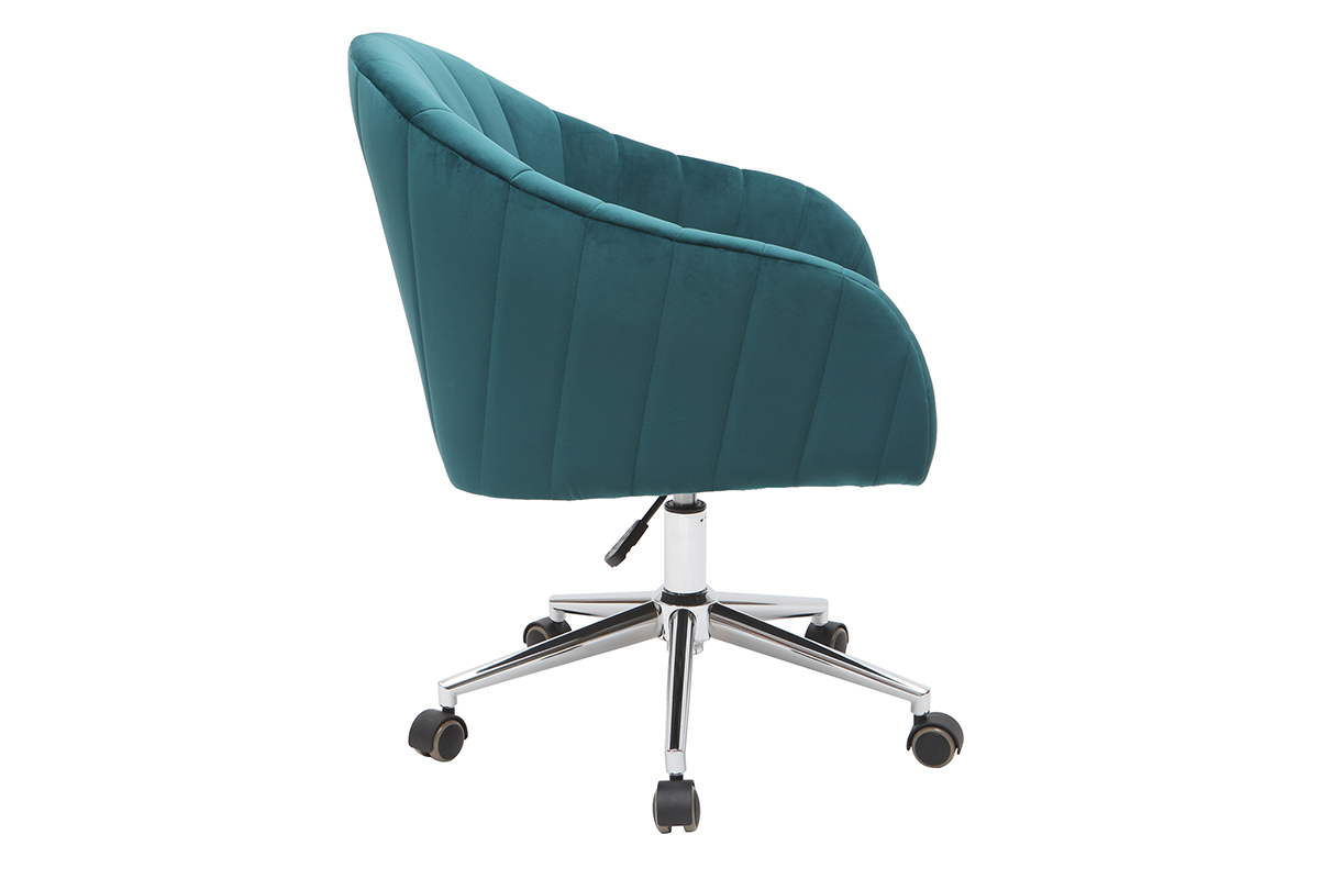 Silla de escritorio terciopelo azul petrleo ROMI