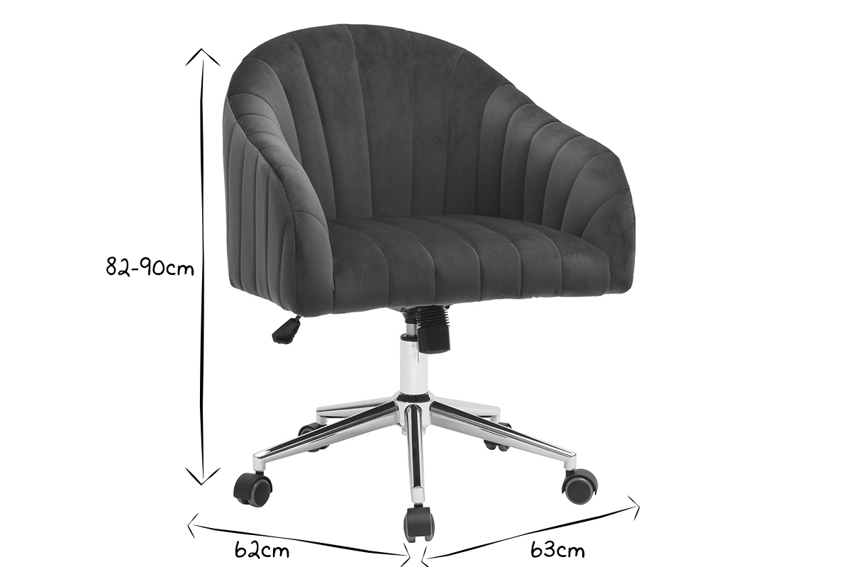 Silla de escritorio terciopelo azul petrleo ROMI