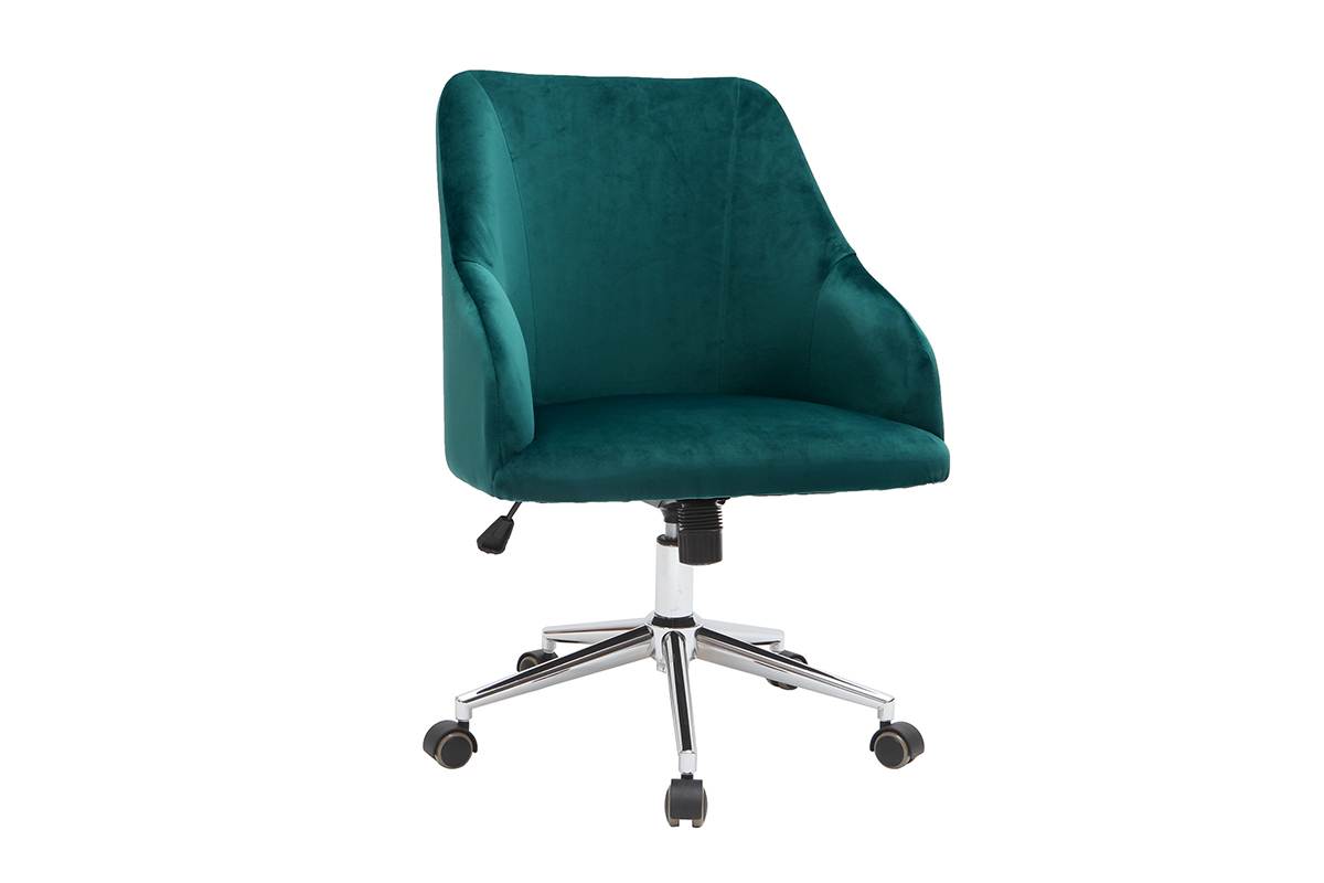 Silla de escritorio terciopelo azul petrleo SCARLETT
