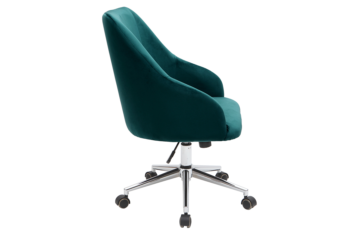 Silla de escritorio terciopelo azul petrleo SCARLETT