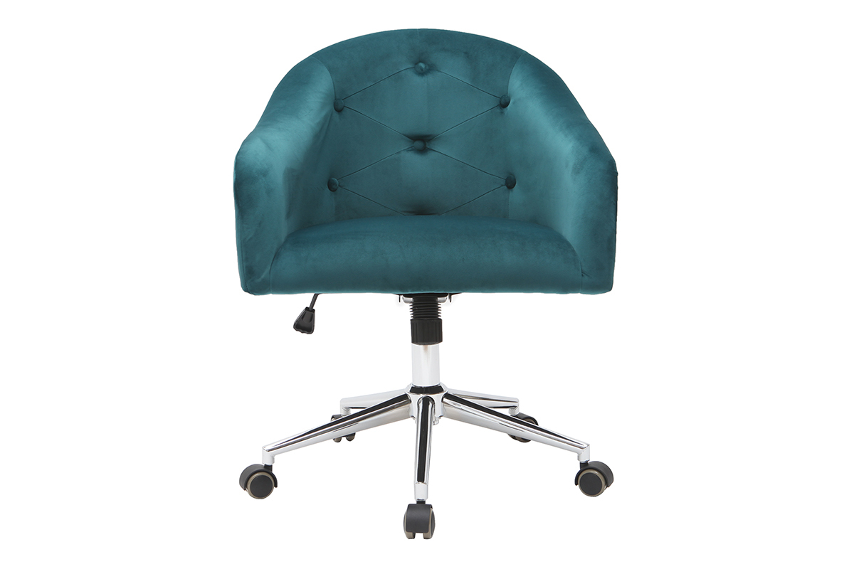 Silla de escritorio terciopelo azul petrleo SHARON