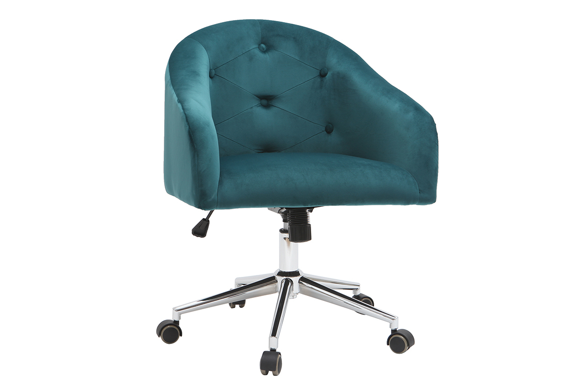 Silla de escritorio terciopelo azul petrleo SHARON