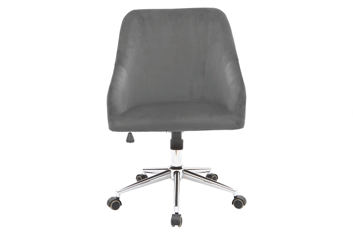 Silla de escritorio terciopelo gris oscuro SCARLETT