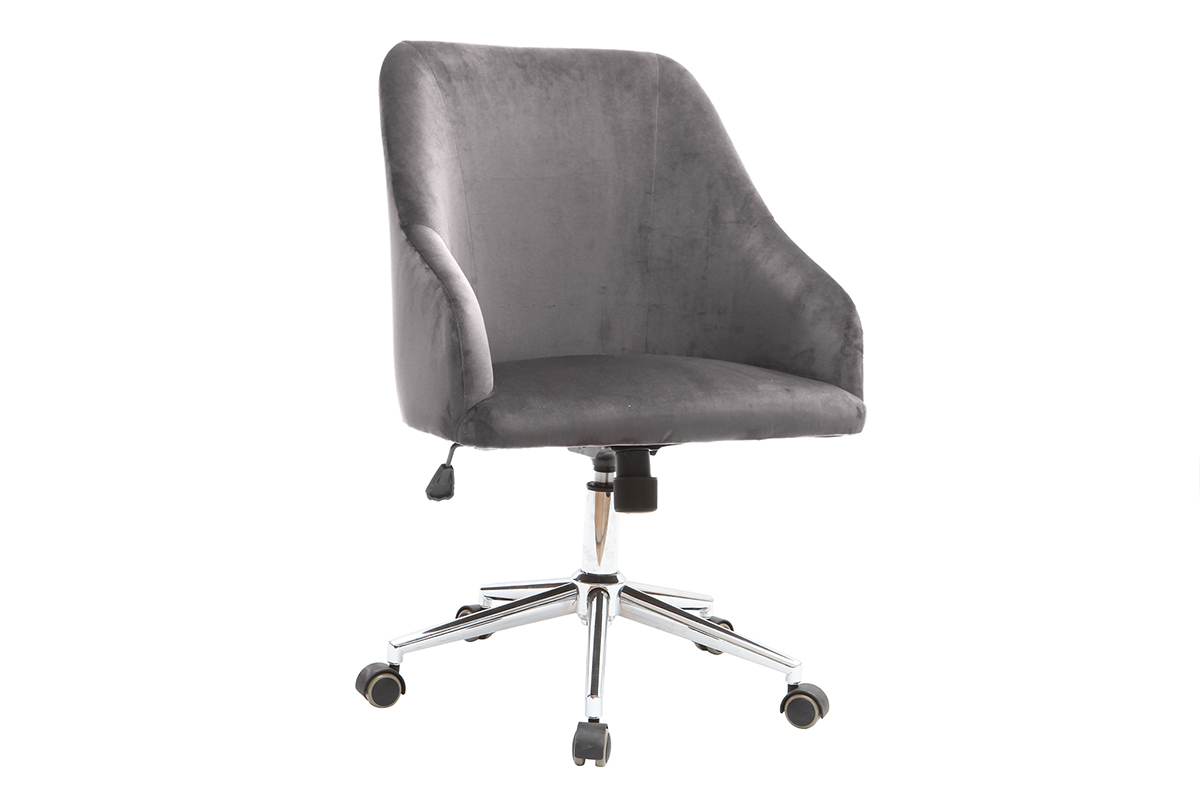 Silla de escritorio terciopelo gris oscuro SCARLETT