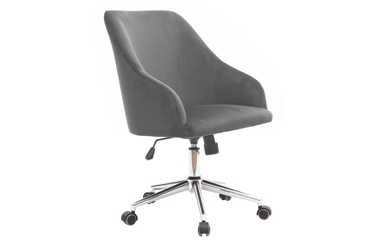 Silla de escritorio terciopelo gris oscuro SCARLETT