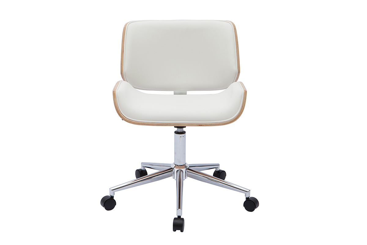 Silla de oficina blanca con madera clara RUBBENS