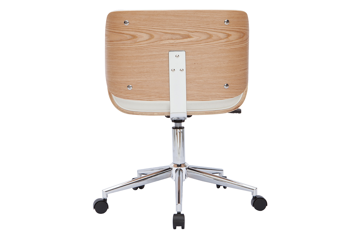 Silla de oficina blanca con madera clara RUBBENS