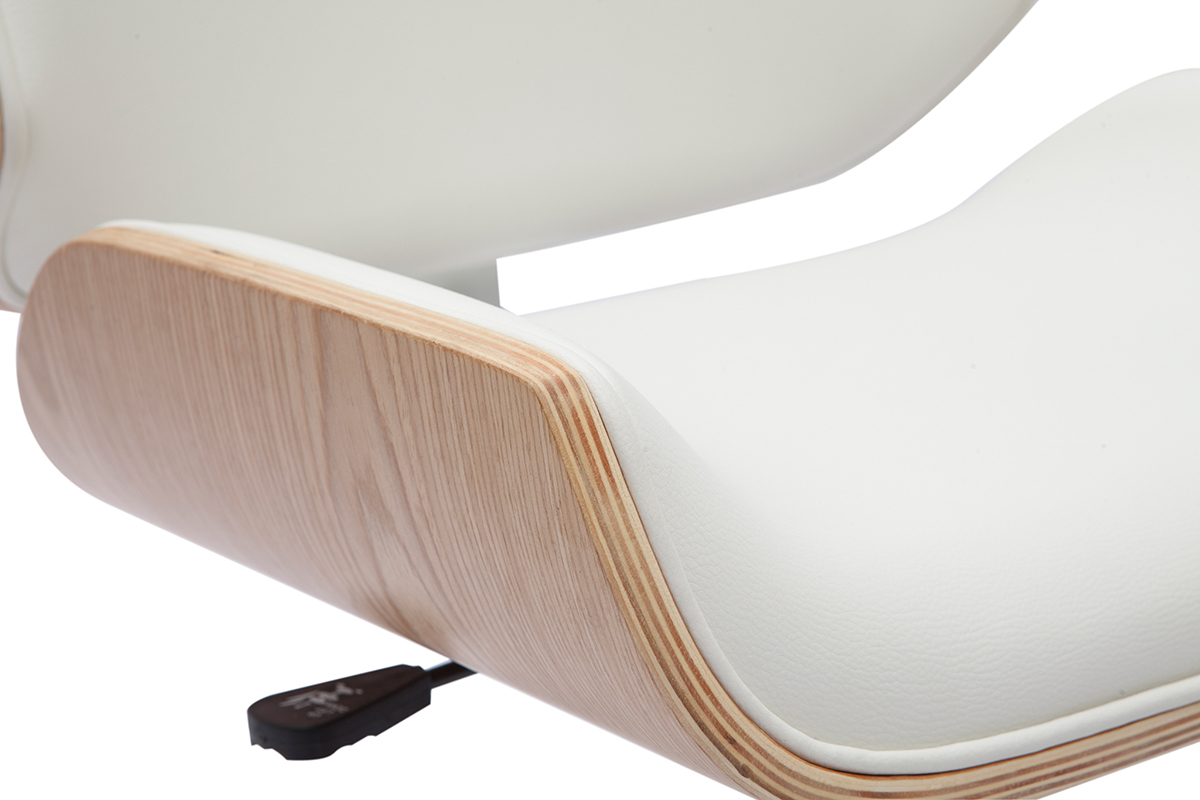 Silla de oficina blanca con madera clara RUBBENS