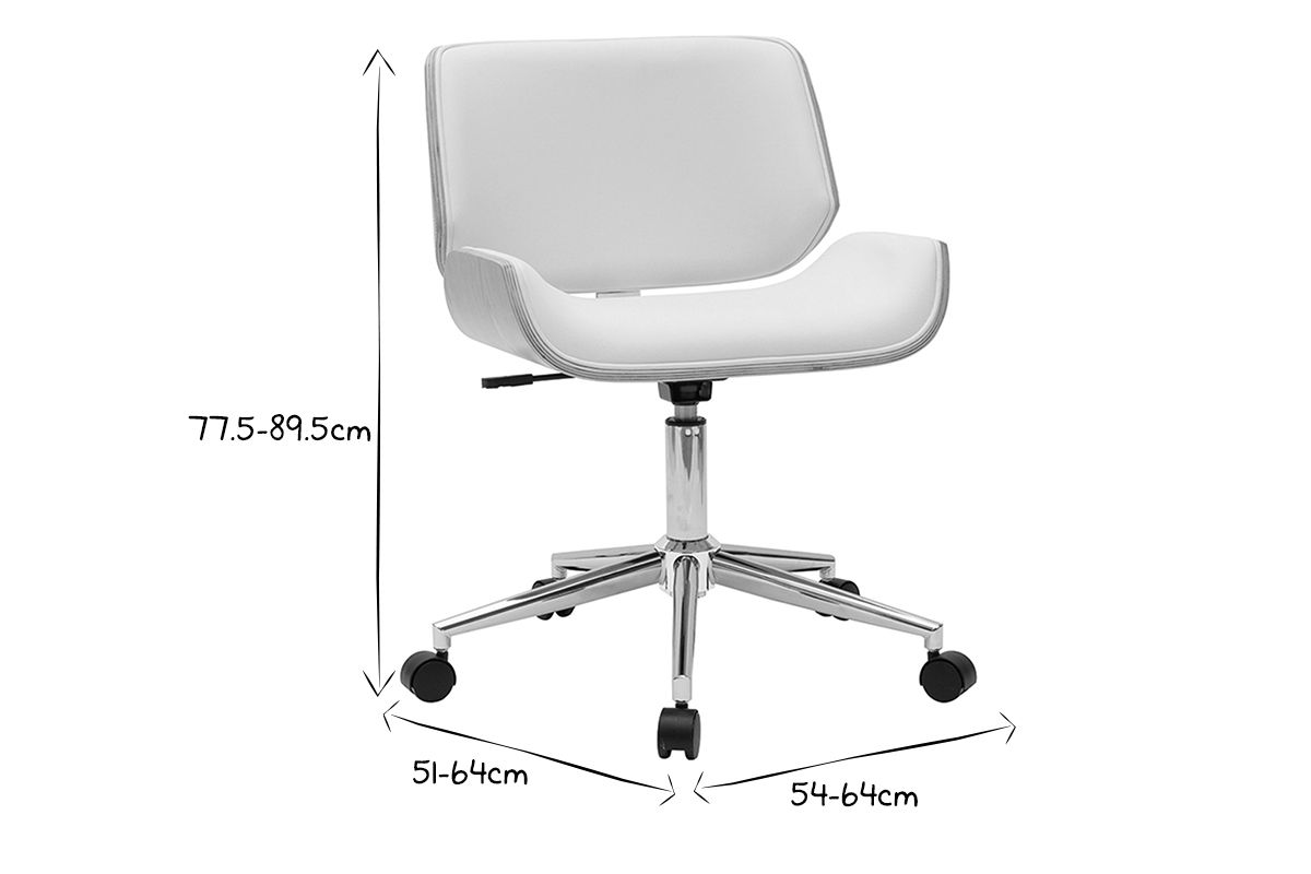 Silla de oficina blanca con madera clara RUBBENS