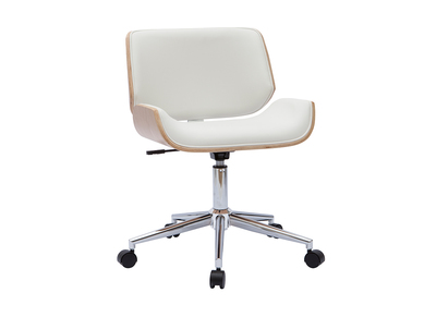 Silla de oficina blanca con madera clara RUBBENS
