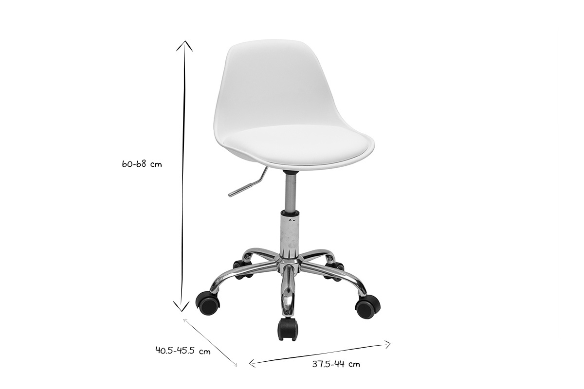 Silla de oficina blanca con ruedas para nios STEEVY