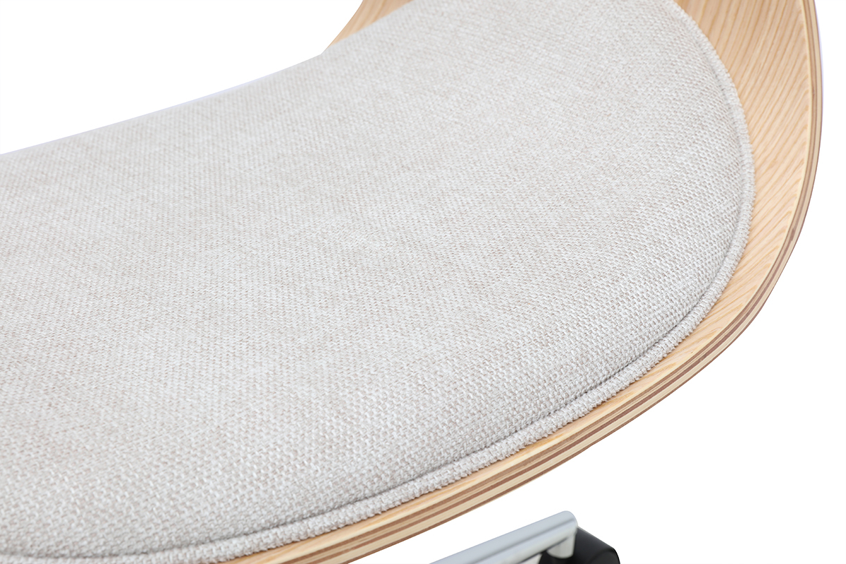 Zoom sobre el asiento en tejido efecto terciopelo texturizado beige de la silla de oficina de dise�o BENT.