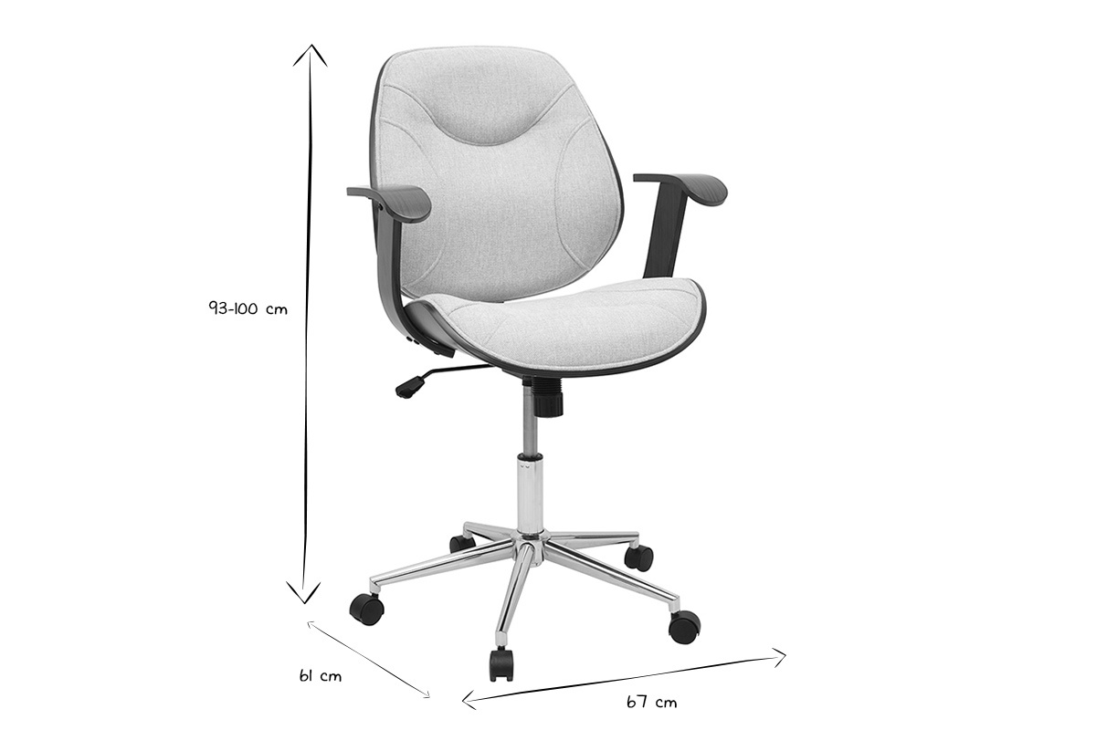 Silla de oficina con ruedas Yorke, dimensiones 93-100 cm altura, 61 cm profundidad, 67 cm ancho, negro y blanco.