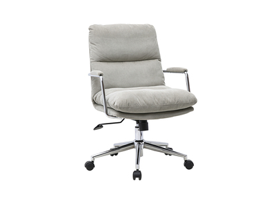 Silla de oficina con ruedas de tela de terciopelo acanalado topo y metal cromado MIRABEAU