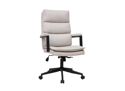 Silla de oficina con ruedas de tela efecto terciopelo texturizado beige y metal negro SAEL