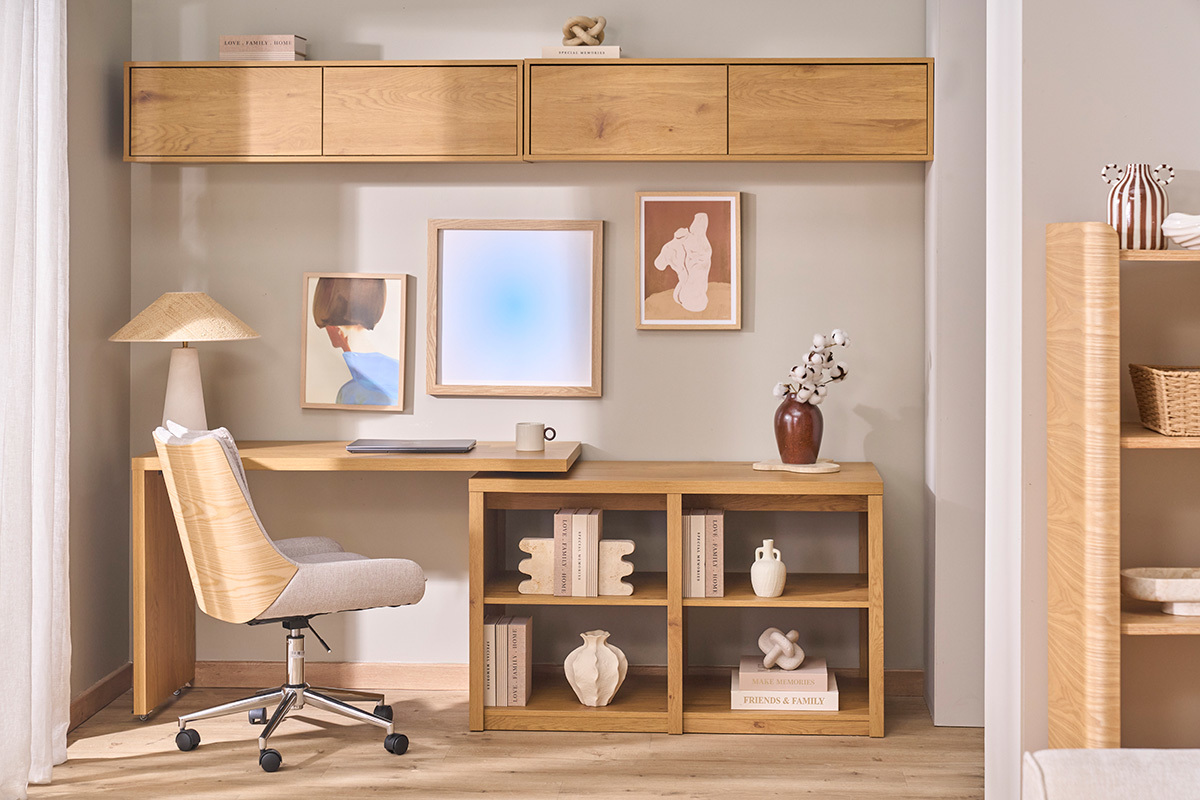 Silla de oficina con ruedas en tejido de terciopelo texturizado beige y metal cromado BLAISE
