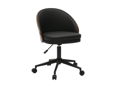 Silla de oficina con ruedas negra, madera oscura y metal TUCSON