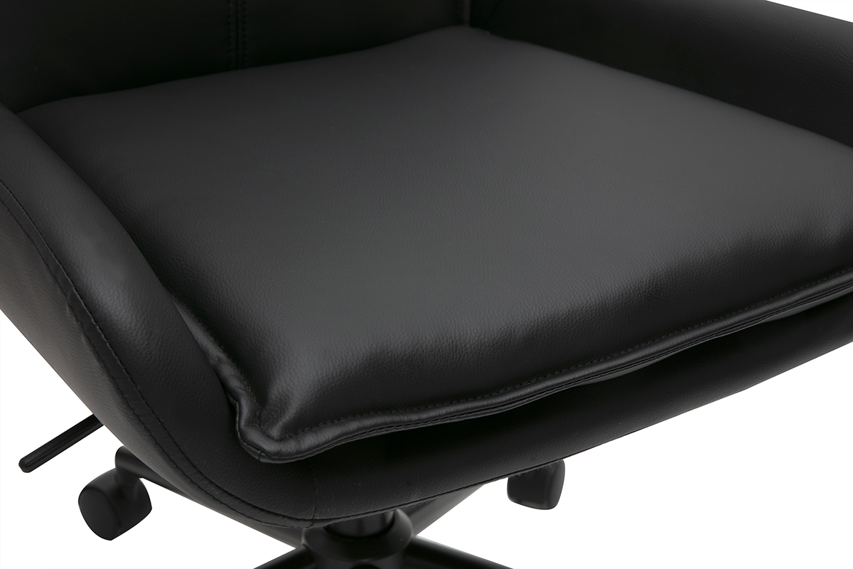 Silla de oficina con ruedas negra y madera oscura BLAISE