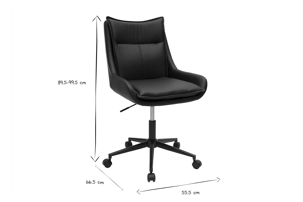 Silla de oficina con ruedas negra y madera oscura BLAISE