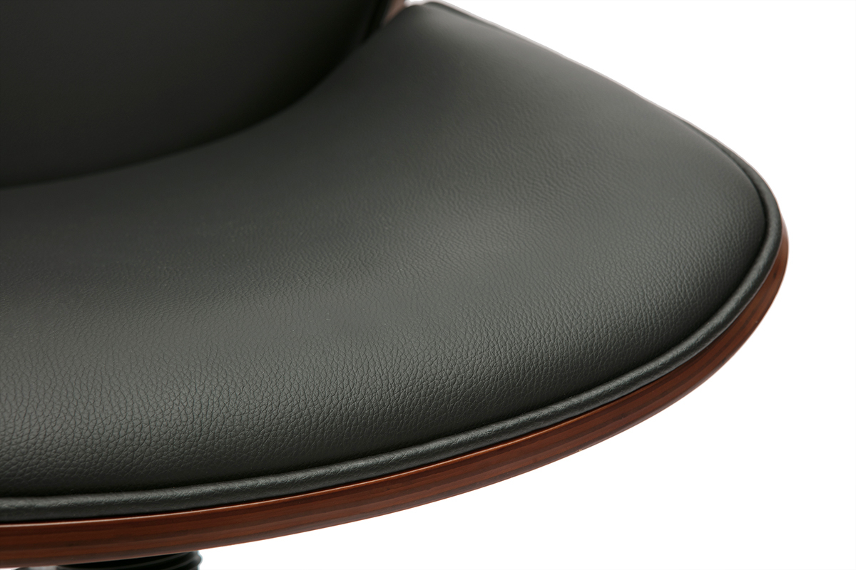Silla de oficina con ruedas negras y madera oscura DOUGLAS