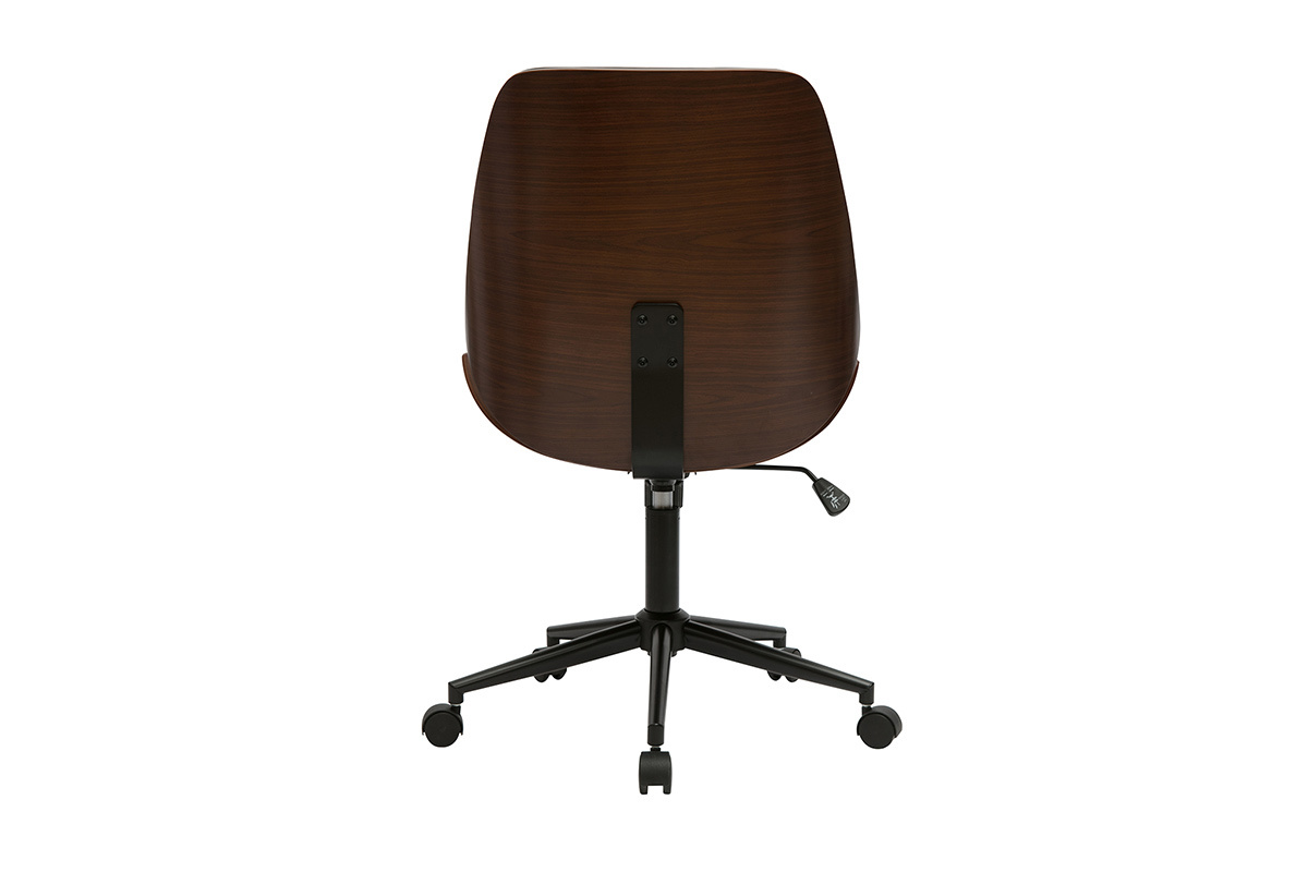 Silla de oficina con ruedas negras y madera oscura DOUGLAS