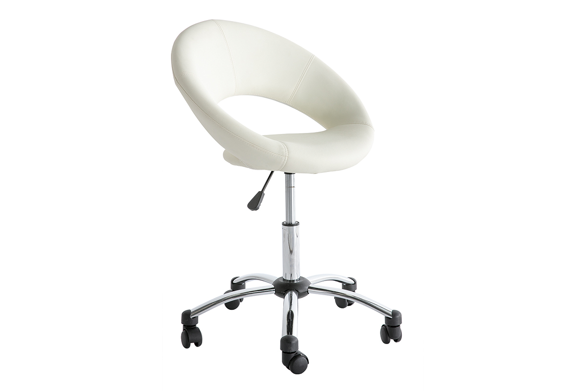 Silla de oficina de diseo blanca con ruedas PINTO