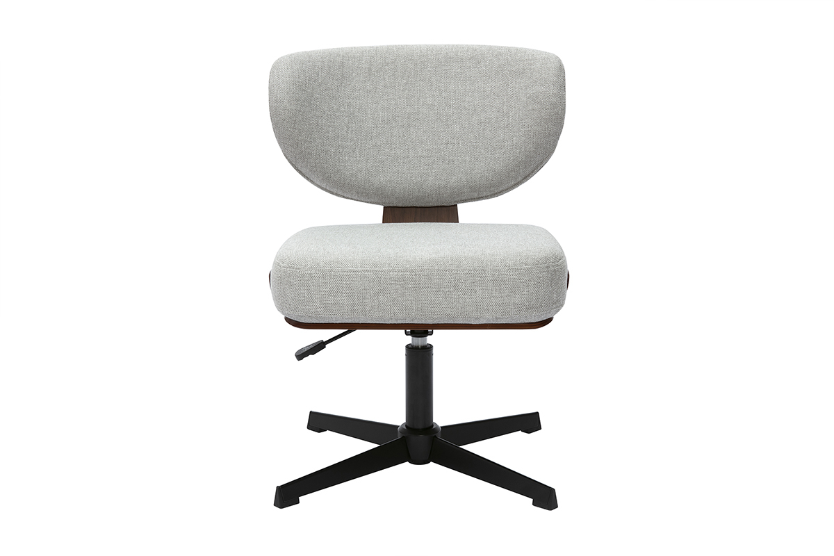 Silla de oficina de madera y tela de efecto terciopelo texturizado gris HANZ