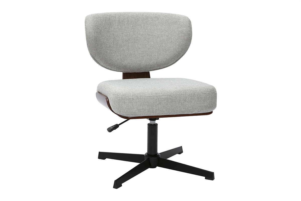 Silla de oficina de madera y tela de efecto terciopelo texturizado gris HANZ